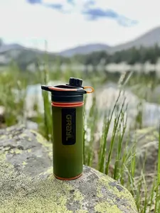 GeoPress 24 oz Water Purifier Bottle - Filter for Hiking, Camping, Survival, Travel (Oasis Green)