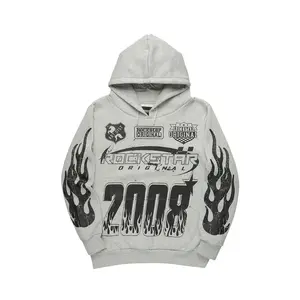Amos Heather Grey Graphic Relaxed Hoodie