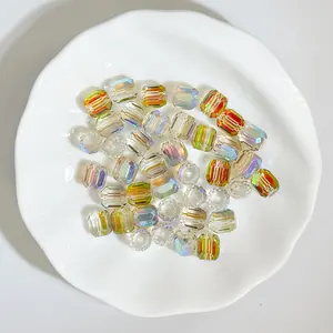 39pcs/set Aurora Color Cylinder Artificial Crystal DIY Beads, Ideal for Bracelets Earrings Fashion Decor, Loose Spacer Beads Set