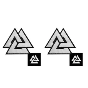 Reflective Valknut Triangle Symbol Nordic Viking [Embroidered Iron on 3.0 Inch Patch] 2 Piece for Jackets, Vests, Jeans, Hats, Backpacks, and Tactical Gears.