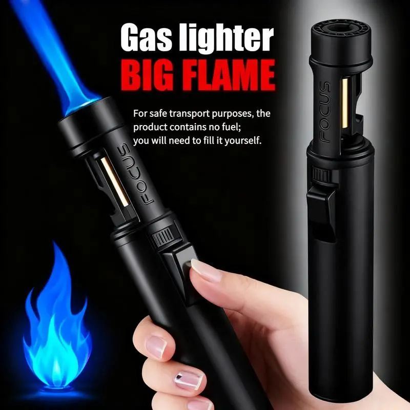 1800°High Temperature Torch Metal Lighter(Does not contain butane gas)Windproof Adjustable Jet Flame Lighter,360 Degree Rotation Ignition,2 In 1 with Bottle Opener,Suitable for Camping