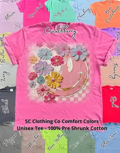 Smiley Floral Faux Oil Paint Comfort Colors Tee
