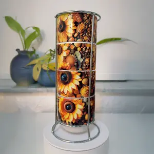 Oshun espresso 4 mug set – Love & Prosperity ceramic coffee cups 6oz handmade Afro-Cuban spiritual drinkware by Ashekuba