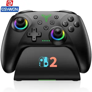 ESYWEN Switch 2 Controller for Nintendo Switch 2/Switch/OLED/Lite Controllers, Wireless Switch Controller with Charging Dock, RGB Switch Pro Controller with Hall Effect, Programmable, Turbo and Vibration, Black