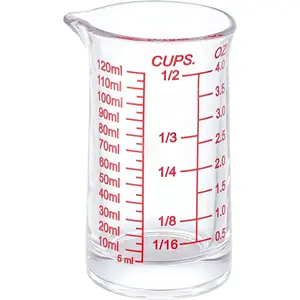 4oz Glass Measuring Cup - Shot Glass with Ounce,Ml,Cups Markings for Kitchen & Bar(Red Line)