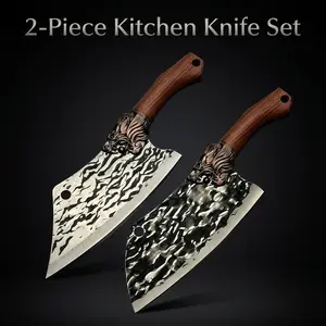 2-piece kitchen knife set, 9cr18 steel kitchen knives with ergonomic ABS handles, ideal for meat cutting, vegetable preparation and daily meal prep