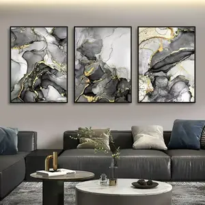3pcs Canvas Art Painting Unframed Painting Home Frameless Decoration Mural Abstract Design Marble Pattern Landscape Painting Gold Luxury Decoration Modern Home Decoration Living Room Poster