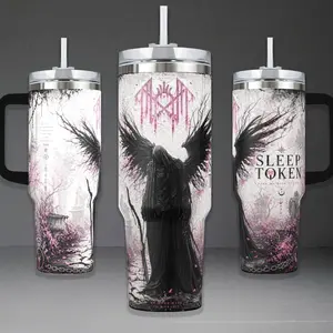 Sleep Token Ritual Tumbler, Take Me Back To Eden 40oz Cup with Handle, Vessel Pink Cherry Blossom 20oz Stainless Steel Travel Mug, Alt Metal Fan Gift, Sleep Token Inspired Insulated Tumbler
