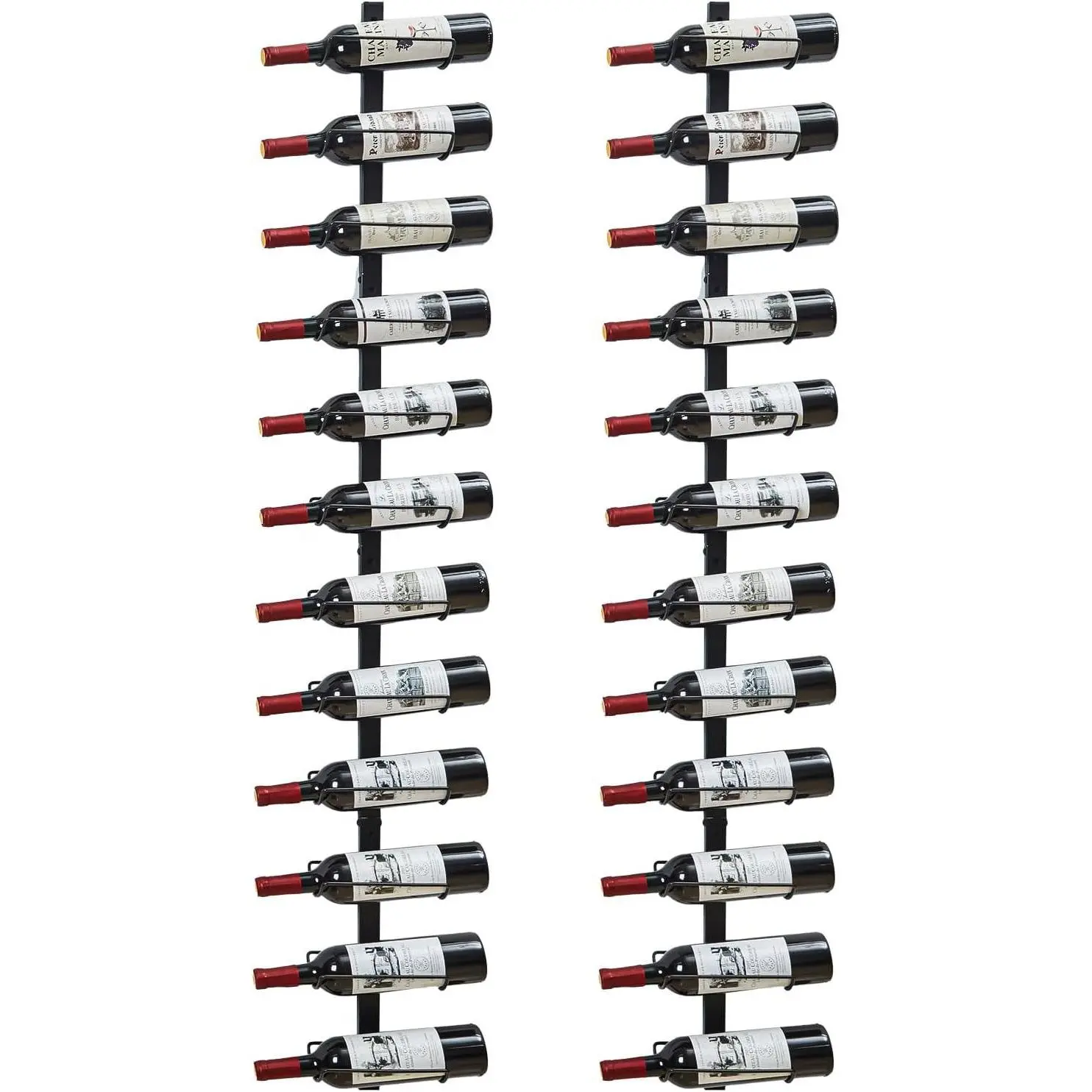 2 Pack 12 Bottle Wall Rack for 24 Wine Bottles - DIY Detachable Wall Mount Wine Rack for Kitchen, Dining Room, Bar & Wine Cellar