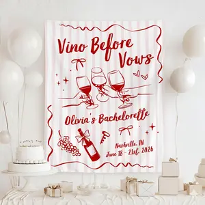 Vino Before Vows Party Flag Tapestry, Personalized Wine Bachelorette Banner, Bridal Shower Backdrop, Winery Bach Party Welcome Sign
