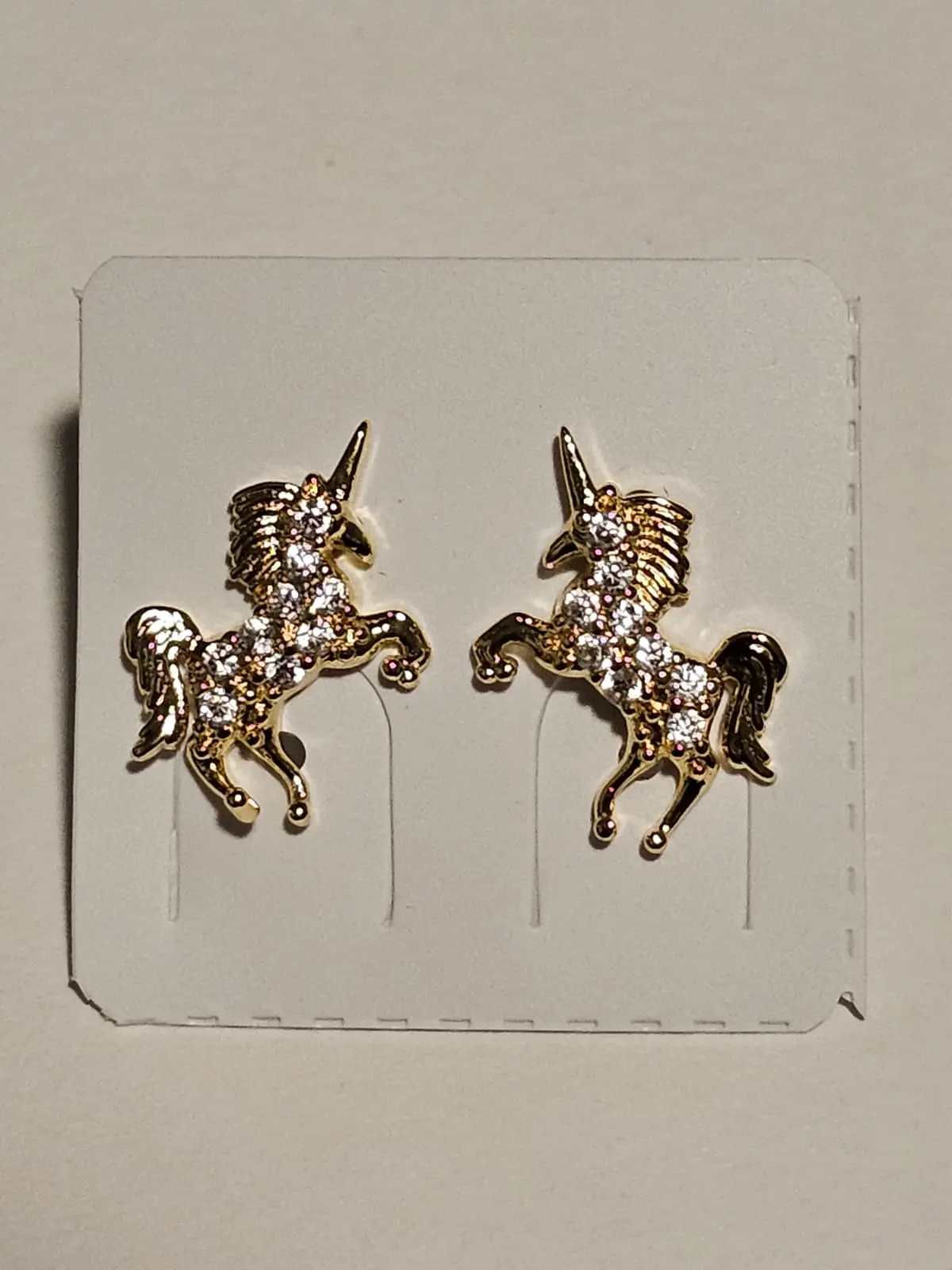 4K Gold Plated Unicorn Stud Earrings with Sparkling Crystals | Magical Jewelry Gift for Women & Girls (3/4 Inch)