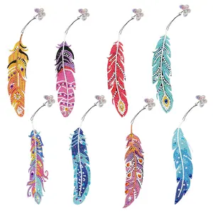 8pcs Diamond Painting Lazy Bookmarks, Animal Theme Irregular Shape DIY Eye Feather Bookmarks, Perfect for Leisure Reading, Mother's Day Adult Gift