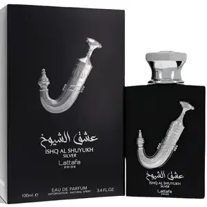 LATTAFA ISHQ AL SHUYUKH SILVER 3.4 FL.OZ EDP  MEN Aroma Eau De Parfum Fragrance Pack Perfume Vanilla Scented Scent Cosmetic Cologne