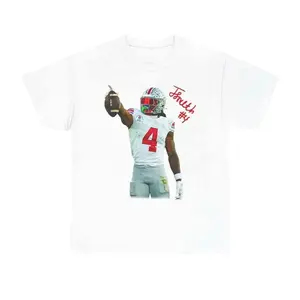 Jeremiah Smith Tee Wide Receiver Jeremiah Smith Tee Adult Sizing Size Up One Size For Oversize Fit 100% Cotton 538