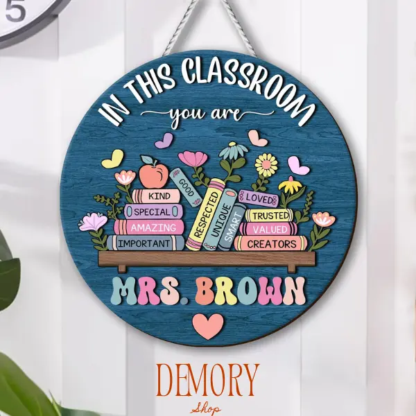 Custom 2-Layer Teacher Name Door Hanger, Personalized Classroom Decor, School Welcome Sign, Appreciation Gift