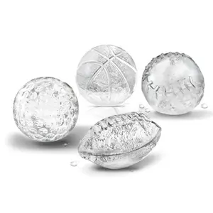 Silicone Shaped Sports Ball Ice Molds - Set of 4, Bar Utensils for Making Cocktails Ice Cubes