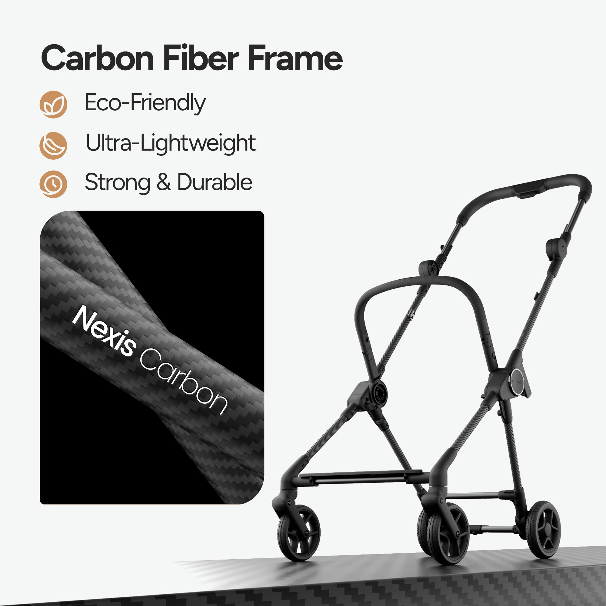 Mompush Nexis Carbon Travel Stroller, Ultra-Lightweight 11.5 lbs, Compact & Airplane Carry-On Approved, One-Second Auto-Fold, One-Hand Full Recline, from Birth to 50 lbs, JPMA Certified, Forest Mompush Nexis Carbon Travel Stroller, Ultra-Lightweight 11.5 lbs, Compact & Airplane Carry-On Approved, One-Second Auto-Fold, One-Hand Full Recline, from Birth to 50 lbs, JPMA Certified, Forest