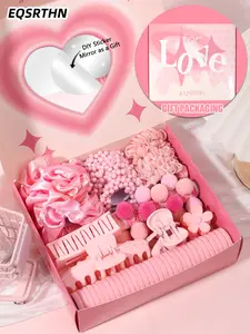 91pcs [Pink Girl Heart Hair Accessories Gift Box Set] includes multi-style headdress such as grab clip/hair ring/hair band, etc. High color value sweet sister dress accessories gift box packaging gives DIY mirror daily modeling, gifts are suitable for sof