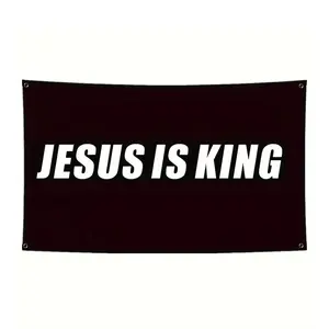 Jesus Is King Flag, 3x5 Feet,Polyester Material, Outdoor Faith Banner, Patriotic Decor, Indoor Outdoor Wall Decoration