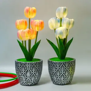 LED Artificial Flower Tulip Night Light Sleep Atmosphere Bedroom Bedside Lamp Romantic Gift Ins Decorative Table Lamp room stylish lighting color