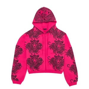 Mango Leopard Long Sleeve Oversized Zipper Hoodie