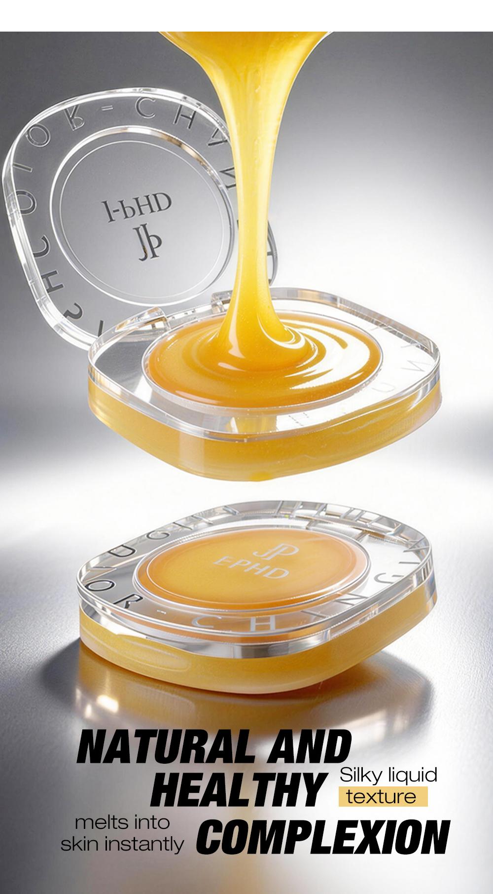 J-PHD Color-changing blush, a magical color-changing powder blush cream that can be used on cheeks, eyes, and lips. It provides long-lasting hydration, brightens skin tone, and has a high-shine yellow cream texture.