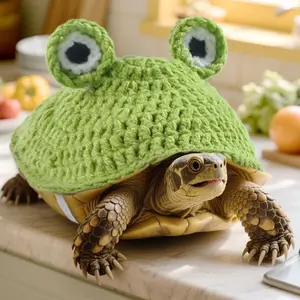 Funny Cartoon Turtle Sweater Knitted Frog Pet Tortoise Clothes Warm Adjustable Small Animal Apparel Cosplay Event