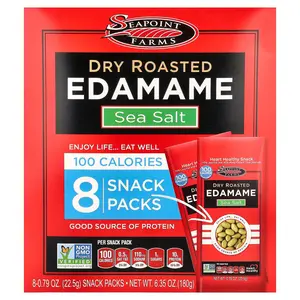 Seapoint Farms Dry Roasted Edamame, Sea Salt, 8 Snack Packs, 0.79 oz (22.5 g) Each