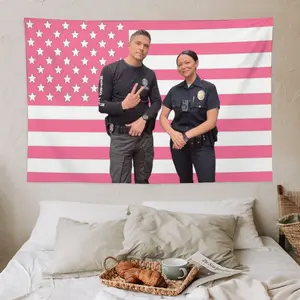 Lucy Chen The Rookie Pink American Flags Tapestry Tim Bradford  For Tapestry Wall Decor, Indoor Wall Tapestries, Room Decor, One Side Polyester Wall Flag