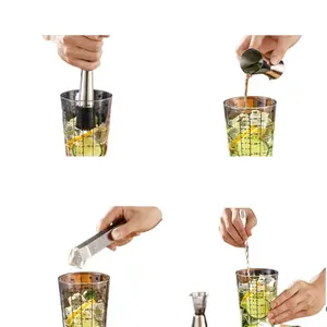 304 Stainless Steel Cocktail Shaker Glass Mixing Cup Hand Made Lemon Tea Complete Tool Set Barware Kit