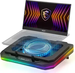 Laptop Cooling Pad Design for All MSI Gaming Laptop, Cooler with 4.72inch Turbo Fan, Dust Filters, Touch Control, RGB Light, 10-17.3inch Laptop Cooler with 3-Port USB Hub