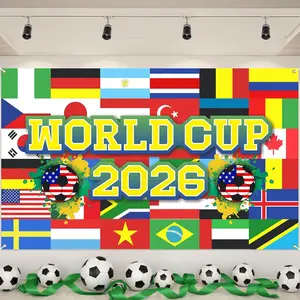 World Football Tournament Cup Celebration Backdrop 43x71 Inch 2026 Vibrant Soccer Festival Background for World Tournament Cup Party Photo Booth and Football Event Decor