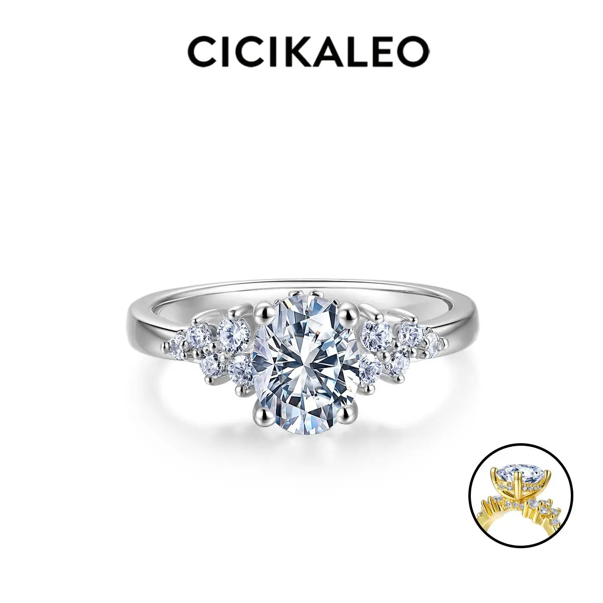 CICIKALEO 1.5CT Oval Cut Moissanite Rings for Women 18K Gold Plated Lab-Created Engagement Wedding Gifts for Her #Summervibes tiktokshopbacktoschool