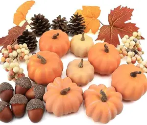 22 PCS Pumpkin Decor - Fall Decorations Pumpkins for Autumn Decorating Kit Halloween Thanksgiving Party Supplies