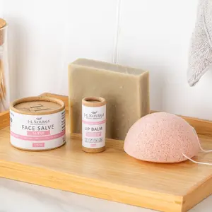 J&L Naturals Essentials Skin Regimen Kit 4-Piece Set with Cleansing Bar Konjac Sponge Face Salve & Lip Balm for All Skin Types