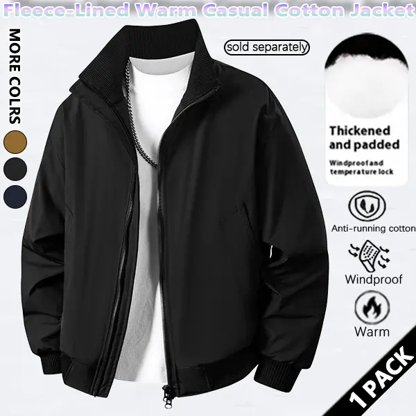 Men's Autumn/Winter Retro Bomber Jacket, Stand Collar Coat, Loose Fit, Warm Cotton Coat, Zipper Outerwear, Trendy Brand, Thickened