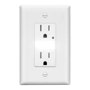 LIDER Decorator 15A Tamper-Resistant Receptacles with Guide Light, Night Light Wall Outlet with Daylight Sensor, LED Guide Light, Wall Plate Included