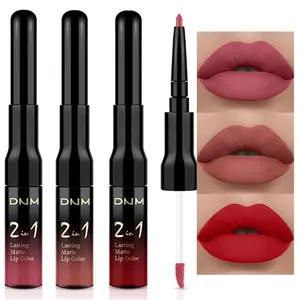 3Pcs Mauve Neutral Light Rosey Nude Blue Red Matte Liquid Lipstick and Lip Liner Stain Sets for Women, Long Lasting 24 Hours Matte Lipstick labiales matte larga duracion 24 mate originales