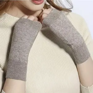 Women'S 100% Cashmere Fingerless Gloves - Warm Elastic Winter Gloves with Snug Fit, Soft Stretchy Design for Outdoor Travel & Casual Wear, Valentine'S Day, New Year, Birthday Gifts