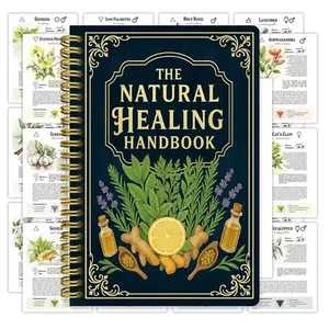 Natural Herbal Healing Essentials Featuring Fresh Ingredients Like Lemon Ginger Lavender Rosemary Ginseng & Essential Oil Bottles