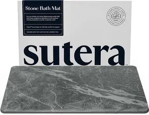 Sutera Stone Bath Mat - Diatomaceous Earth Shower Mat, Non-Slip, Super Absorbent Quick Drying Bathroom Floor Mat, Natural, Easy to Clean