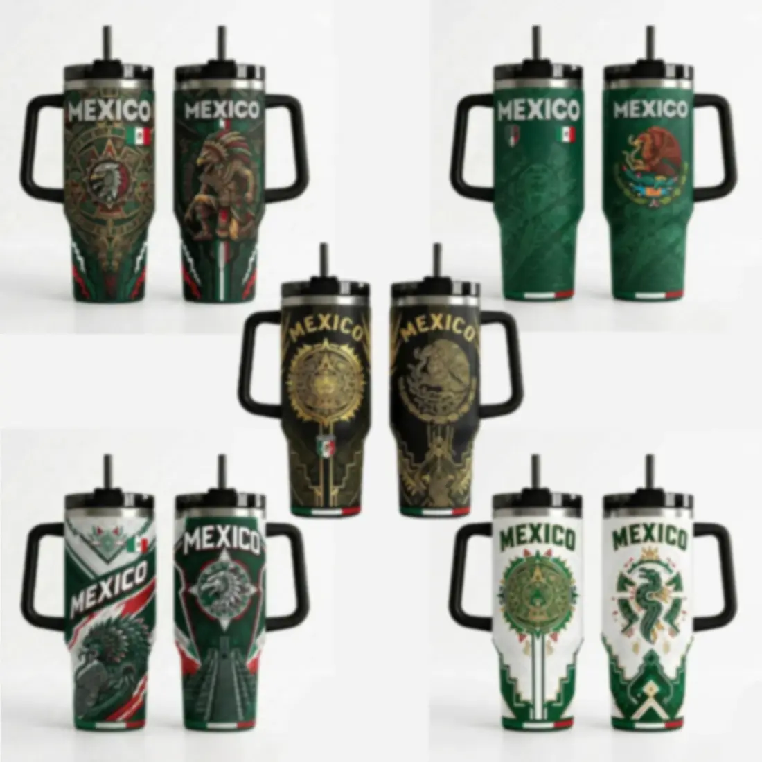 Retro Mexican Aztec Tumbler 40oz - Mexico 2026, Game Day Tumbler, Ideal Gift for Fan