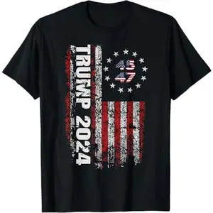 45 47 Trump 2024 4547 American Flag T-Shirt