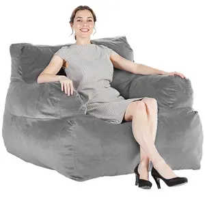 VEVOR Bean Bag Chair,  BeanBag Sofa Chair with Armrests for Adults, Fluffy Plush & High-Density Foam Filling Adult Bean Bag with Zapper, Comfy Lazy Sofa Chair Ideal for Living Room, Bedroom, Grey