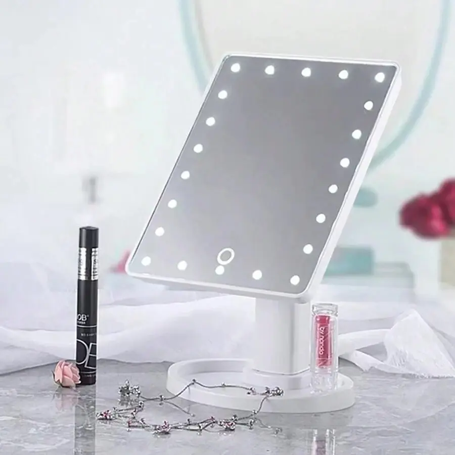 1pc 16-LED Light-Up Makeup Mirror With Rotatable 360 °   And Touch Switch, Portable Travel Cosmetic Mirror, Christmas Gift, Essential For Autumn/Winter Camping, Holiday Travel, Bathroom, Room Decor, Available In Multiple Colors
