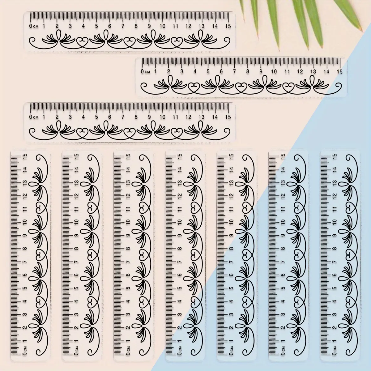 10pcs Clear Plastic Ruler with Large Numbers, Side Features a Serrated Structure, Transparent, Easy to Read Design, Office Supplies, Precision Measuring, Sleek Appearance, Clear Construction