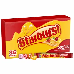 Starburst Original Fruity Chewy Candy Full Size 2.07 oz 36 ct Bonbon Sweet Fruit Chews with Cherry Orange Strawberry & Lemon Flavors