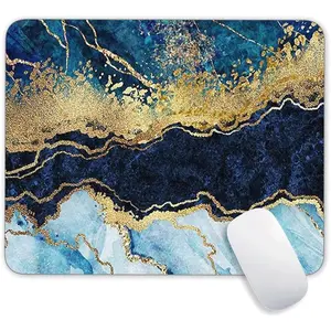 Wave Blue  Marble  Pad, Gaming  Mat with Custom Design, Square   Pad Non-Slip Rubber Base MousePads for Office  Laptop Travel, 9.5"x7.9"x0.12" Inch