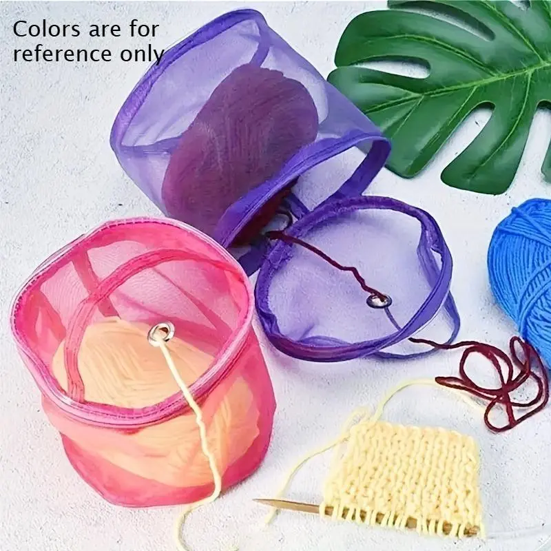 Knitting hook needle storage bag - Handmade craft storage bag, with zipper closure, suitable for yarn and knitting needles - Yarn storage bag, handcraft accessory organizing bag, mesh design, Yarn Crochet, Knitting Accessories