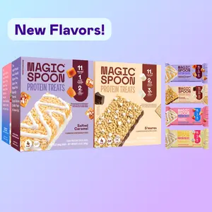 Magic Spoon Protein Treats Sampler, Gluten Free Keto-Friendly Snack Bars - Salted Caramel, S'mores, Strawberry Milkshake, Birthday Cake, 16 Cereal Bars